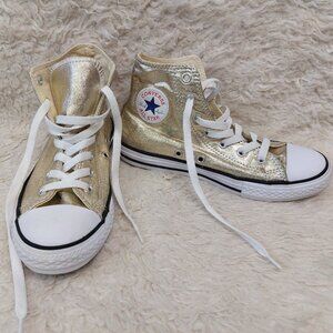 Converse Chuck Taylor All Star High Top Youth Shoes Light Gold/White 353178F Sz3